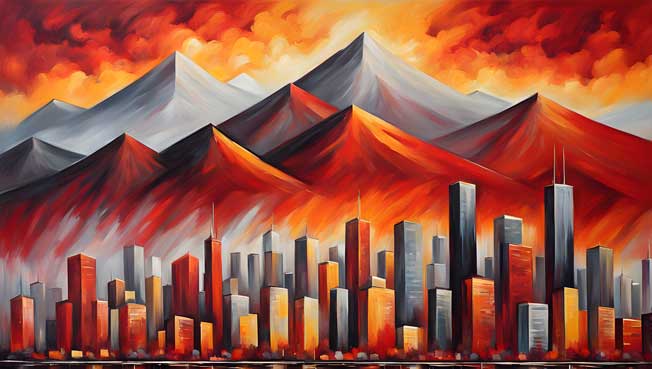 Skyline Painting in South for Fame and Recognition Vastu Canvas Wall Art