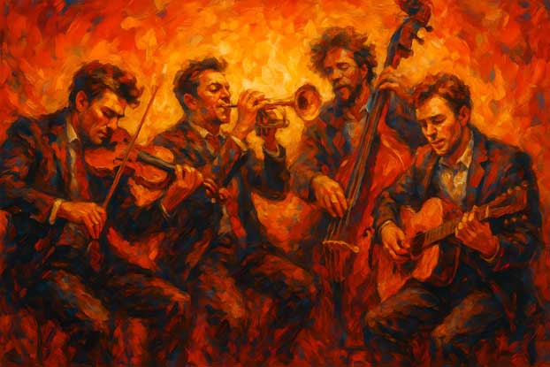 Band of Musicians Wall Painting in South for Passion and Enthusiasm