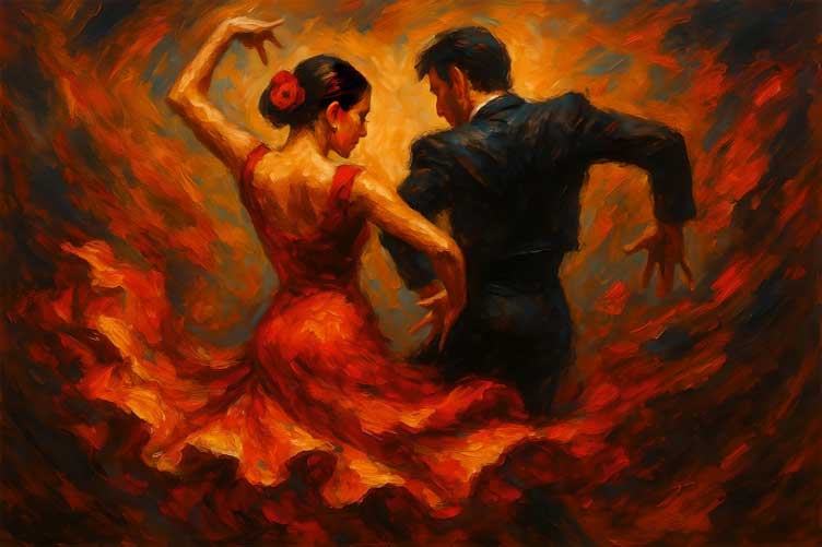 Flamenco Dancer Wall Painting for Passion and Enthusiasm in the South Direction