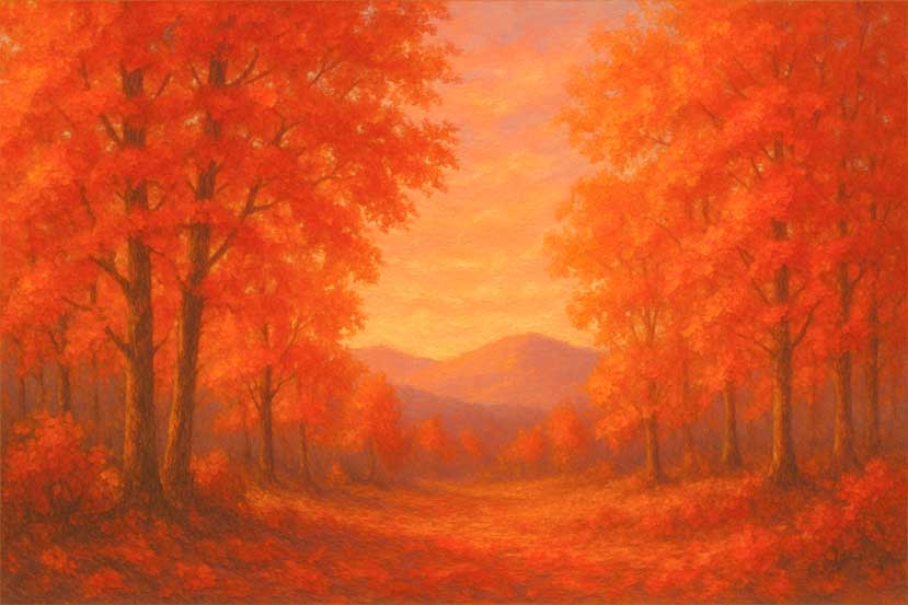 Wall Art Autumn Landscape Canvas Painting for Passion & Enthusiasm in South