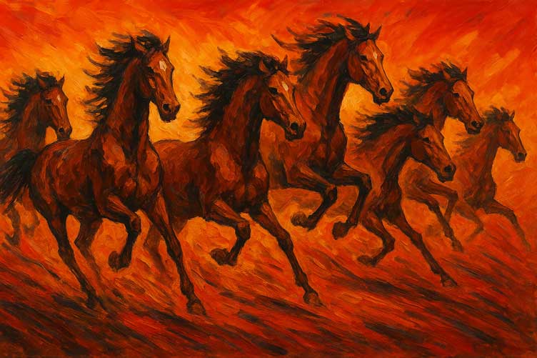 Wall Art of Wild Stallions Passion & Enthusiasm Canvas Painting