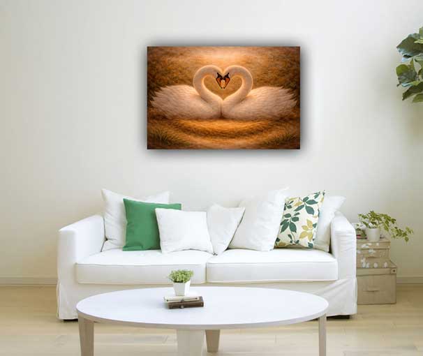 Wall Art of Pair of Swan for Loyalty, Romantic Harmony & Lasting Love
