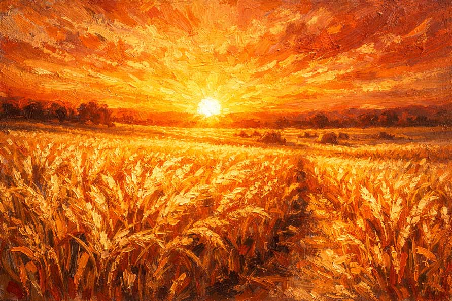Harvest of Wealth Wall Art Bountiful Fields Symbolizing Prosperity and Abundance