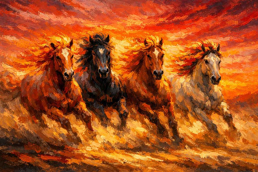 Wall Art Wild Stallions Canvas Painting for Freedom and Dynamic Energy